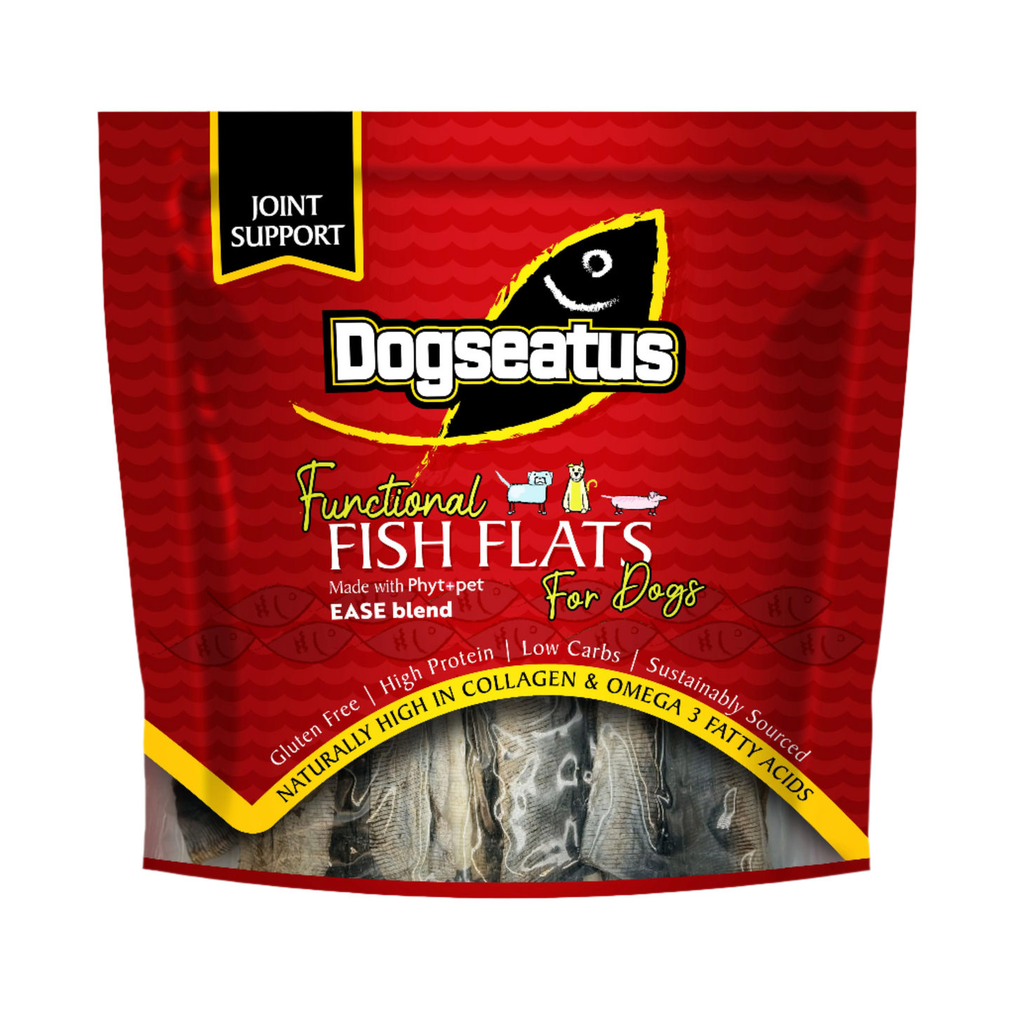 Pet Natural Dogseatus Fish Skin Treats - Joint Support Herb Mix Flats - 500g