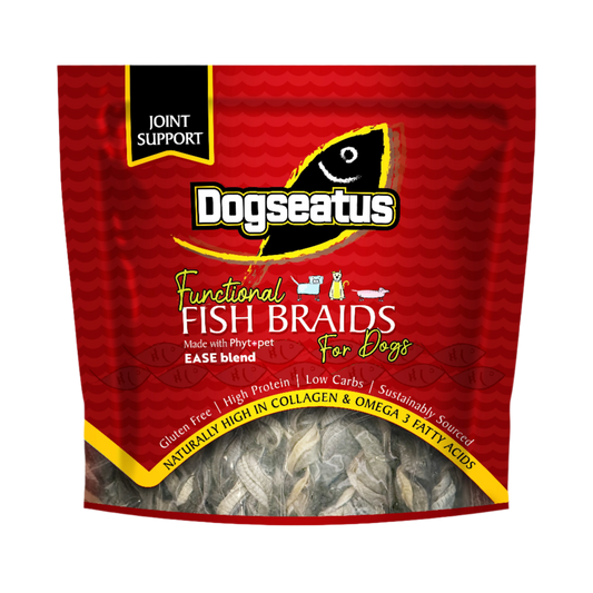 Pet Natural Dogseatus Fish Skin Treats - Joint Support Herb Mix Braids - 500g