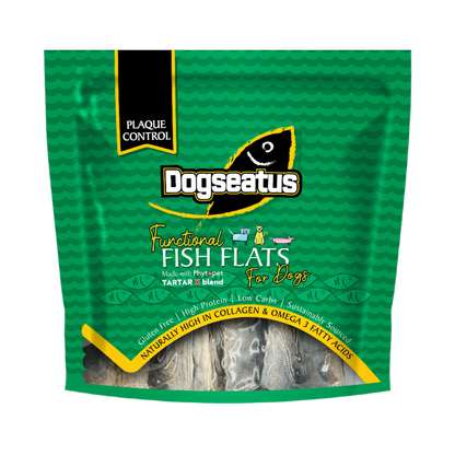 Pet Natural Dogseatus Fish Skin Treats - Teeth Cleaning Herb Mix Flats - 500g