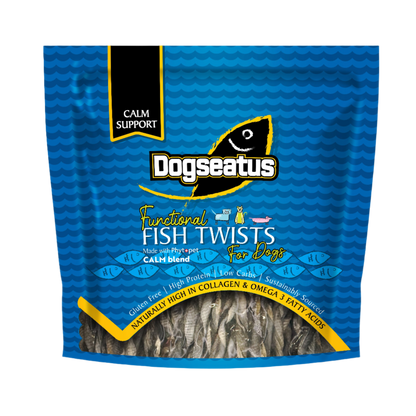 Pet Natural Dogseatus Fish Skin Treats - Calming Herb Mix Twists - 500g