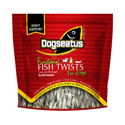 Pet Natural Dogseatus Fish Skin Treats - Joint Support Herb Mix Twists - 500g