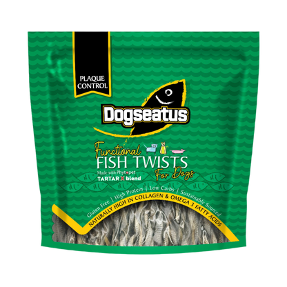 Pet Natural Dogseatus Fish Skin Treats - Teeth Cleaning Herb Mix Twists - 500g