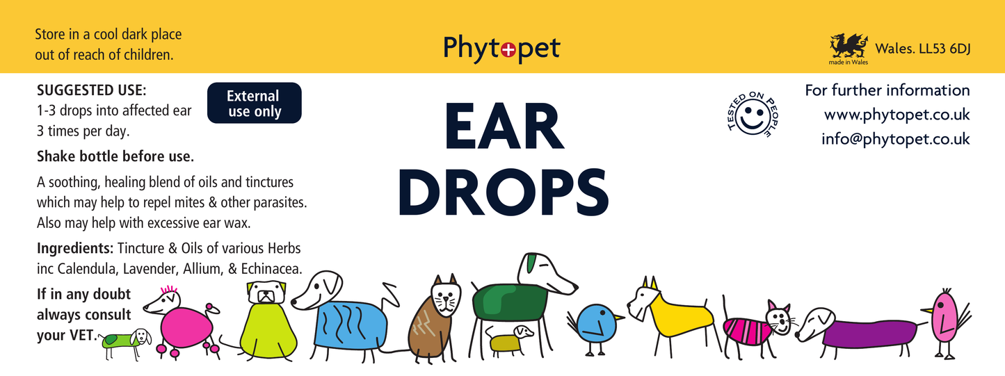 Ear Drops - Herbal Oil Combination for Ear Wax, Irritation and to Deter Mites.